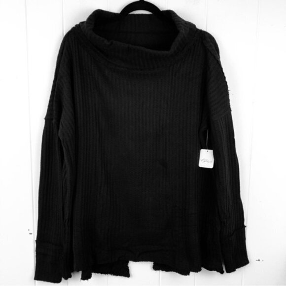 Free People Womens Juicy Waffle Knit Top Surplice Back Cowl Neck Small - Picture 2 of 12